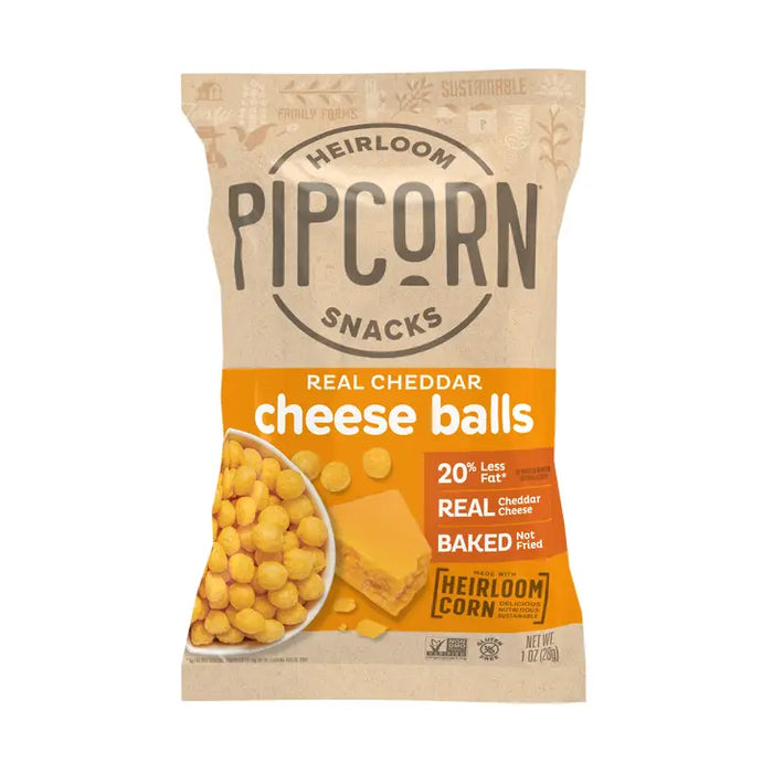 Pipcorn Heirloom Cheddar Cheese Balls - Single Serve